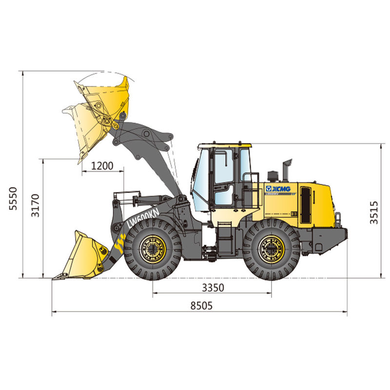 6 toneladas XCM-G LW600KN Cargador de ruedas Tamaño del neumático 23.5-25 Diseñado 178kw